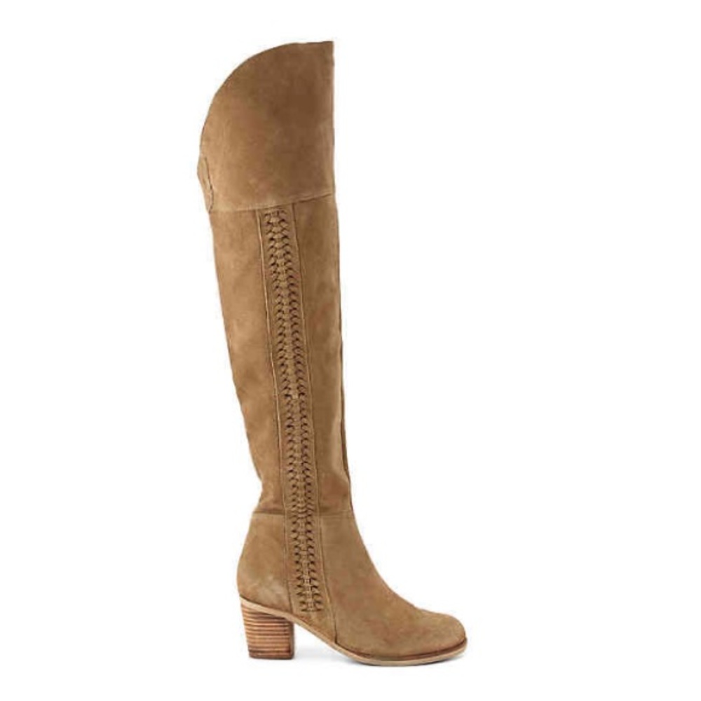 Matisse Tan Over the Knee Boots, Stacked Heel sz 7